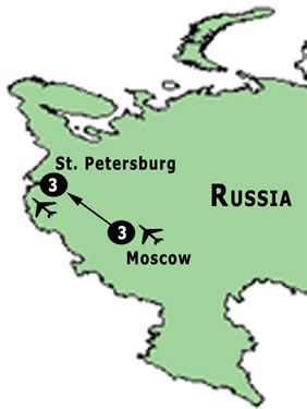 Hermes Tours exclusively Gay Tour to Russia map